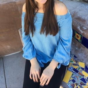 BDG Chambray off shoulder top